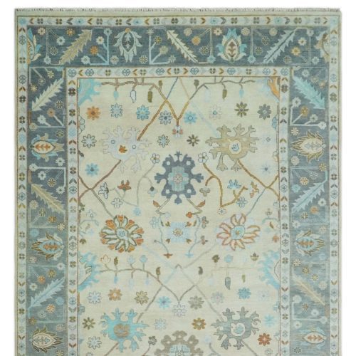 10x14 hand knotted ivory and gray oriental oushak wool area rug trdcp9531014 569423