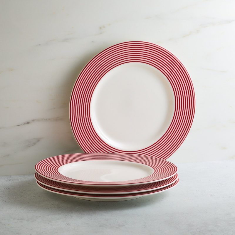 20240421 CASKATA Newport Crimson Stripe Salad Plate Set4 1532