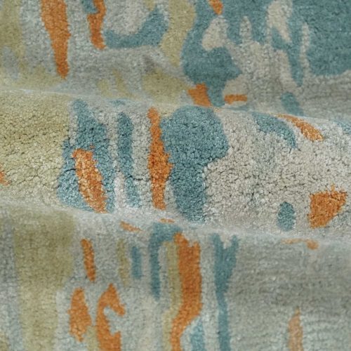 2x3 handmade abstract design silver beige teal and rust made with fine wool area rug trdcp126423 136012