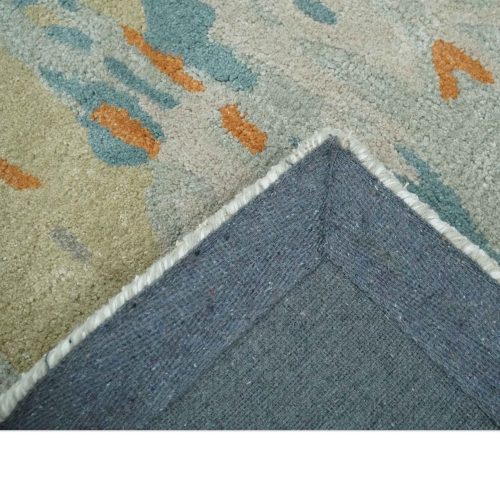 2x3 handmade abstract design silver beige teal and rust made with fine wool area rug trdcp126423 338345