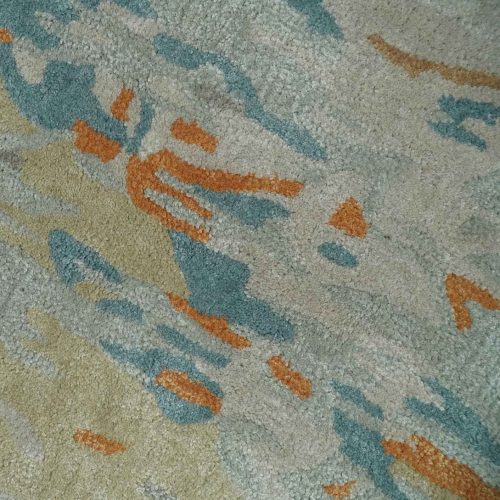 2x3 handmade abstract design silver beige teal and rust made with fine wool area rug trdcp126423 488399