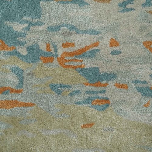 2x3 handmade abstract design silver beige teal and rust made with fine wool area rug trdcp126423 606953