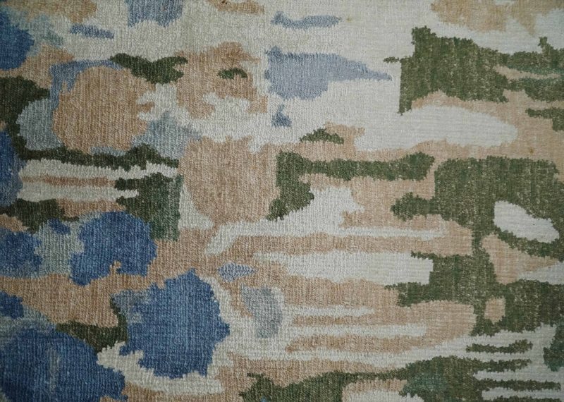 2x3 modern abstract green peach silver and blue rug made with art silk n3723 968628