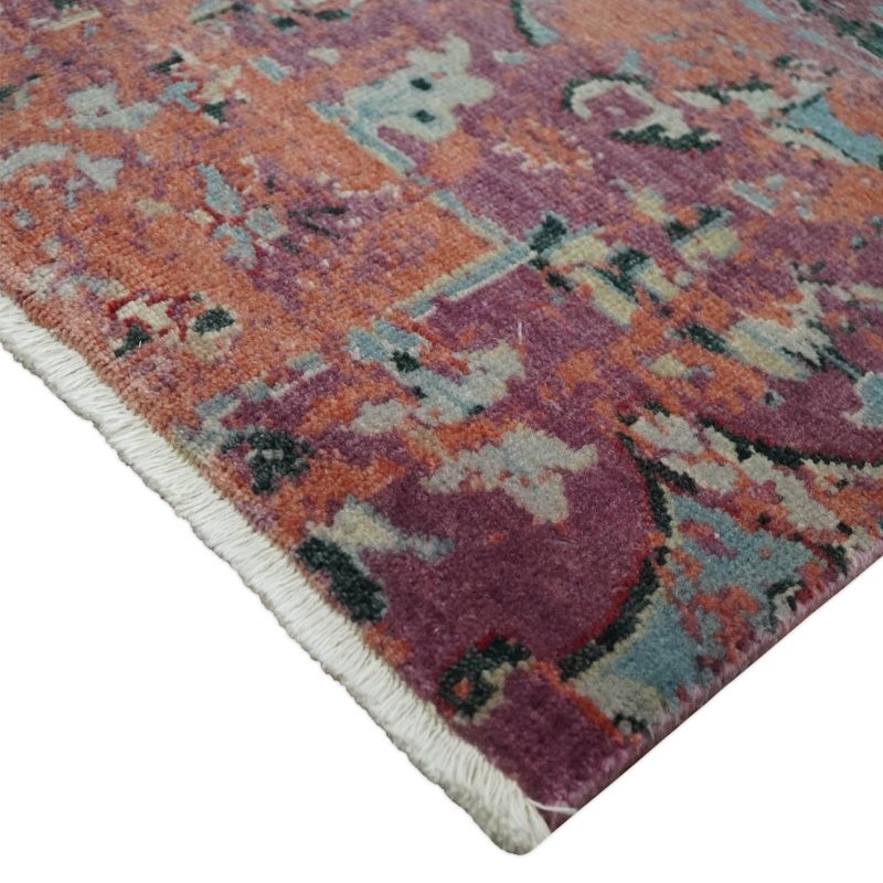 2x4 hand knotted modern abstract peach and ivory wool rug n8424 601725