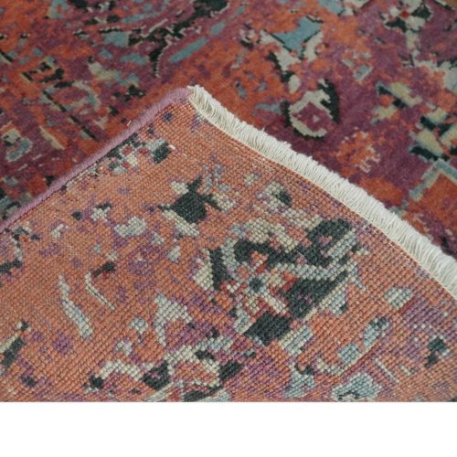 2x4 hand knotted modern abstract peach and ivory wool rug n8424 709215