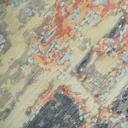 2x4 modern abstract peach gray ivory and blue rug made with art silk n3924 926316