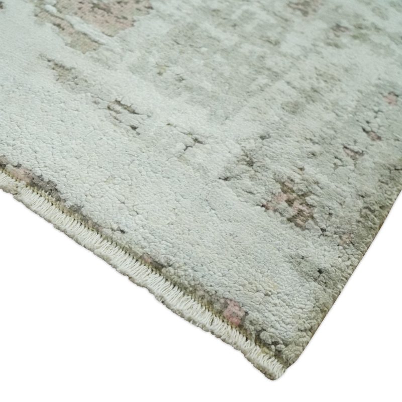 2x4 modern abstract silver beige and peach rug made with art silk n2124 527241