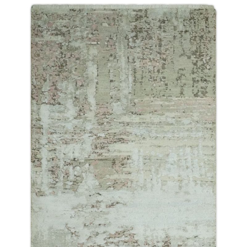 2x4 modern abstract silver beige and peach rug made with art silk n2124 899241