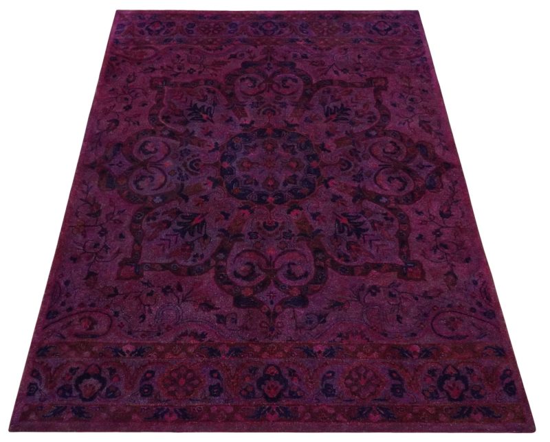 3x5 5x8 8x11 pink wine and blue overdyed classic wool area rug 999758