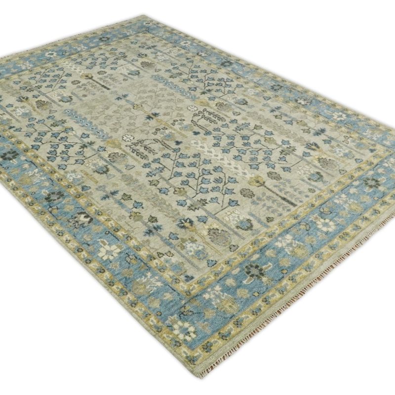 5x8 6x9 8x10 9x12 10x14 and 12x15 hand knotted beige and blue traditional persian vintage heriz serapi wool rug trdcp685 325838