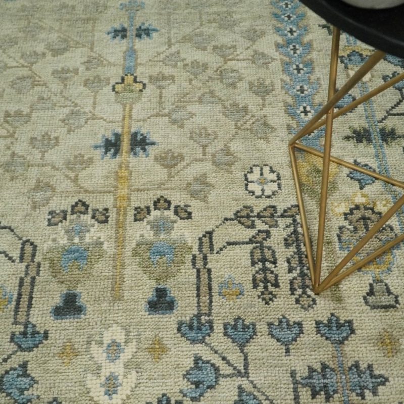 5x8 6x9 8x10 9x12 10x14 and 12x15 hand knotted beige and blue traditional persian vintage heriz serapi wool rug trdcp685 465597