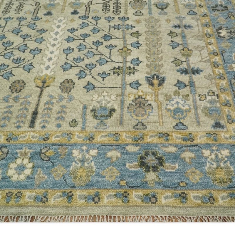 5x8 6x9 8x10 9x12 10x14 and 12x15 hand knotted beige and blue traditional persian vintage heriz serapi wool rug trdcp685 515684