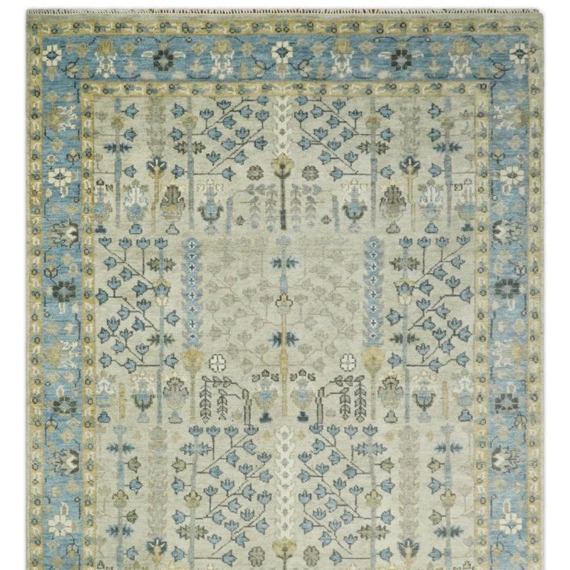 5x8 6x9 8x10 9x12 10x14 and 12x15 hand knotted beige and blue traditional persian vintage heriz serapi wool rug trdcp685 543106