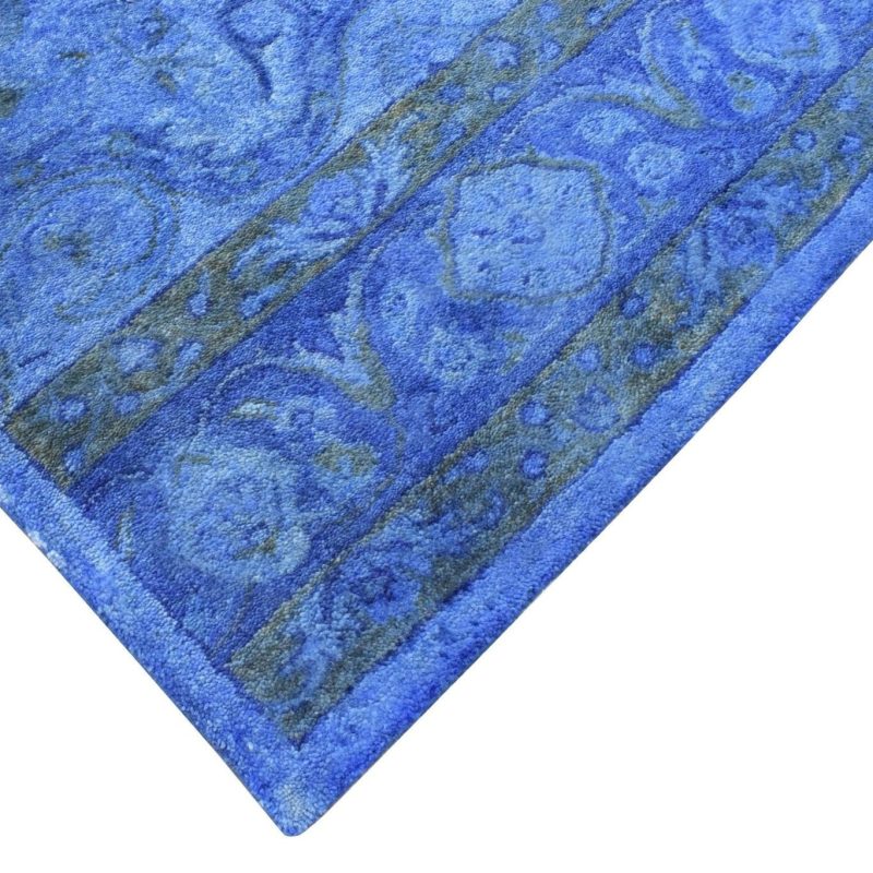 5x8 blue handmade overdyed wool area rug tuf10 545696