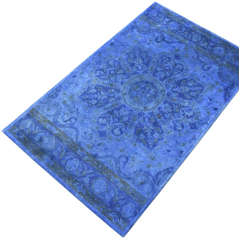 5x8 blue handmade overdyed wool area rug tuf10 708330