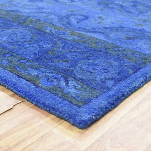 5x8 blue handmade overdyed wool area rug tuf10 986481