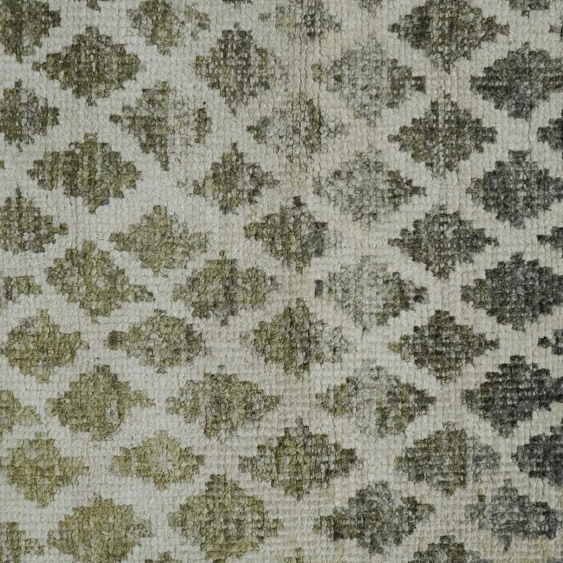 5x8 hand knotted beige charcoal and olive modern diamond geometric contemporary recycled silk area rug op87 307340