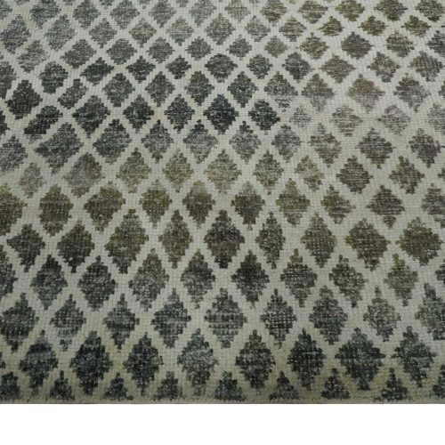 5x8 hand knotted beige charcoal and olive modern diamond geometric contemporary recycled silk area rug op87 730663