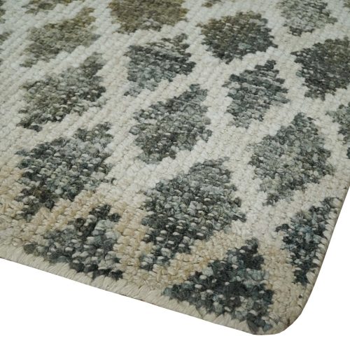 5x8 hand knotted beige charcoal and olive modern diamond geometric contemporary recycled silk area rug op87 765284