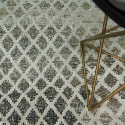 5x8 hand knotted beige charcoal and olive modern diamond geometric contemporary recycled silk area rug op87 858335