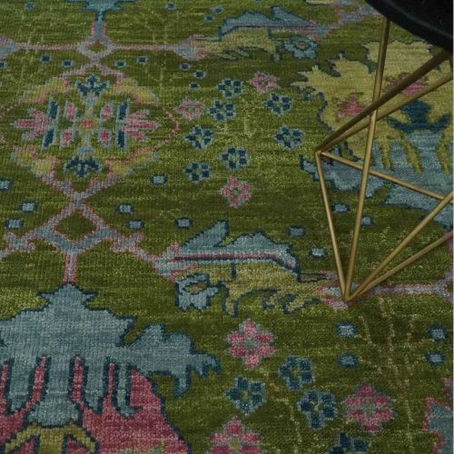 8x10 9x12 10x14 and 12x15 moss green blue and peach hand knotted vibrant colorful donegal design wool rug trdcp1491 826900