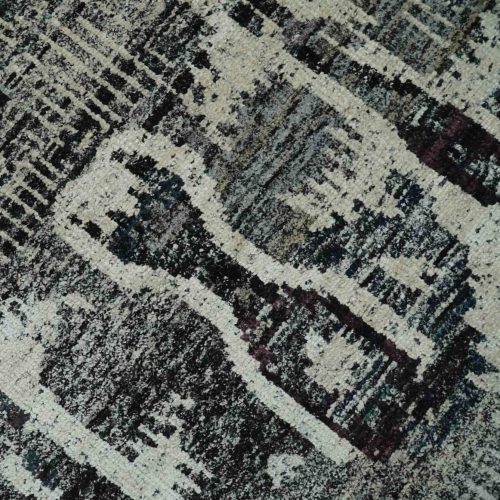 8x10 hand knotted ivory charcoal and brown antique persian style contemporary recycled silk area rug op46 137647