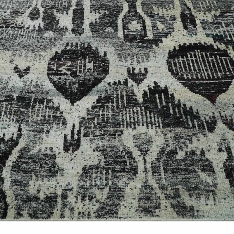 8x10 hand knotted ivory charcoal and brown antique persian style contemporary recycled silk area rug op46 338070