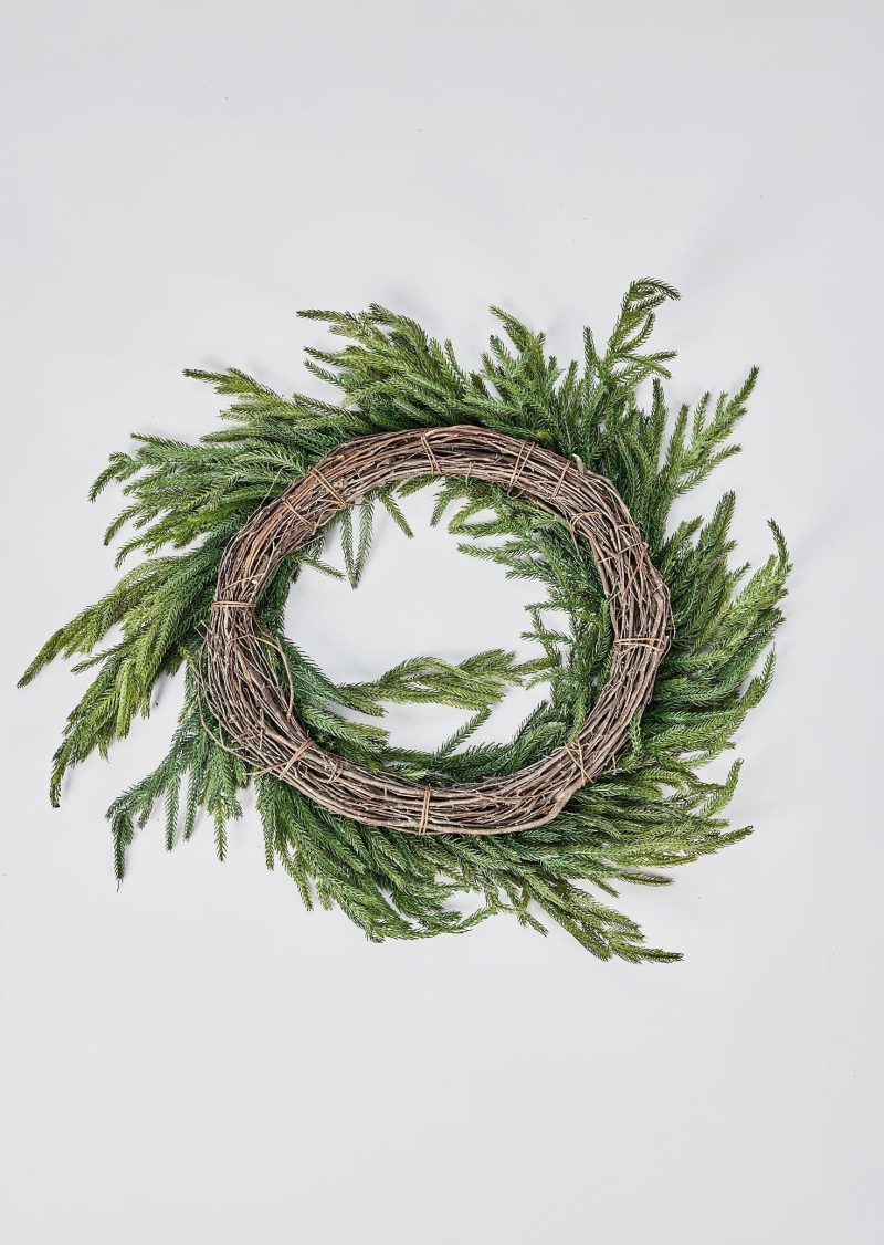 Afloral Real Touch Norfolk Pine Wreath in Backside View