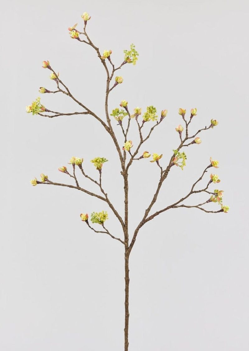 Artificial Budding Spring Flower Branch in Yellow