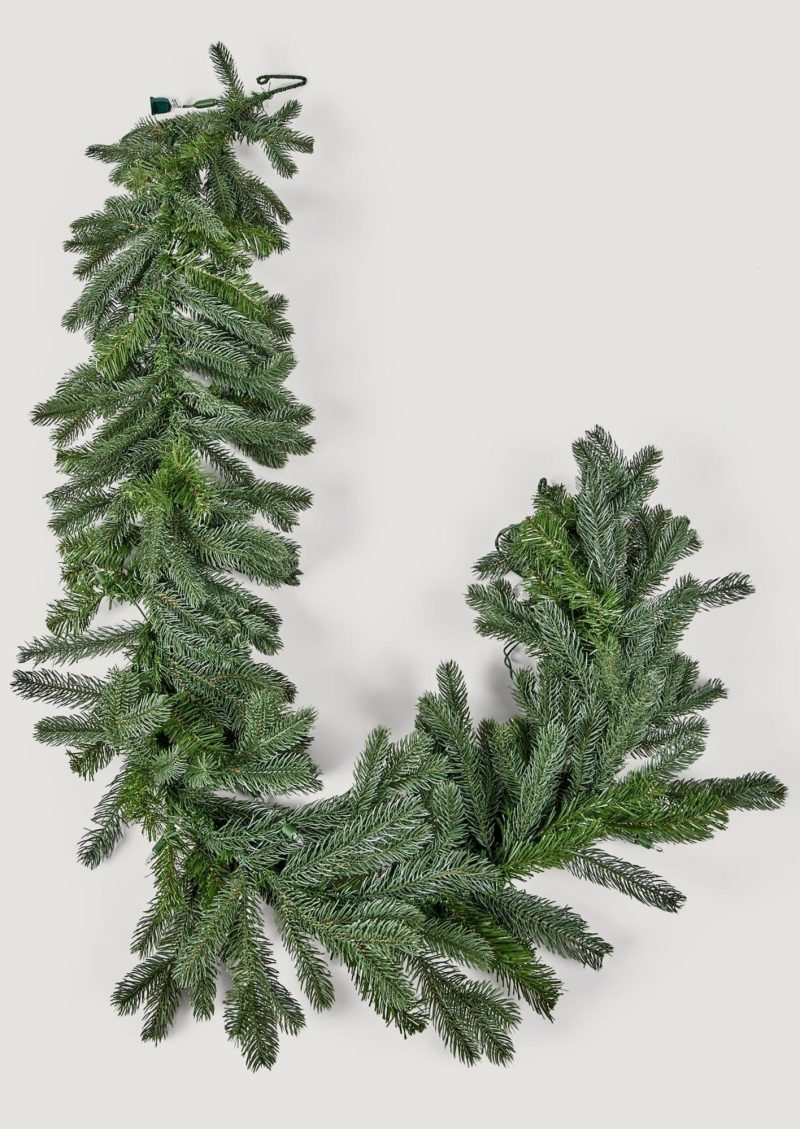 Artificial Spruce Christmas Garland with LED Lights Turned Off