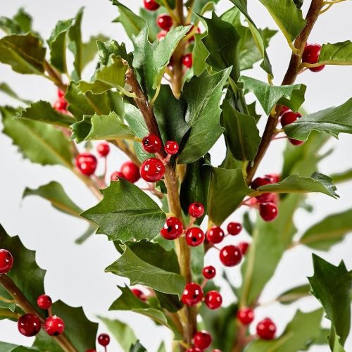 Artificial Winter Holly Branch with Red Berries