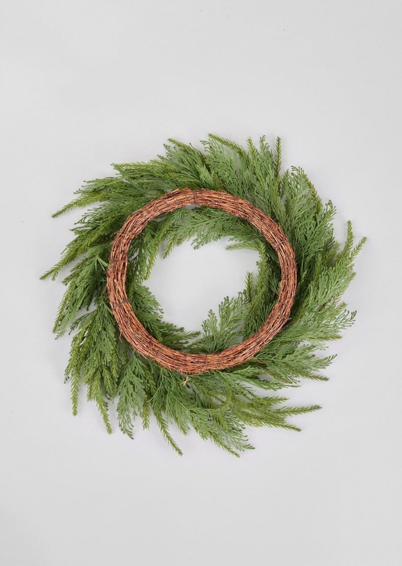 Back of Artificial UV Treated Outdoor Cedar Winter Wreath