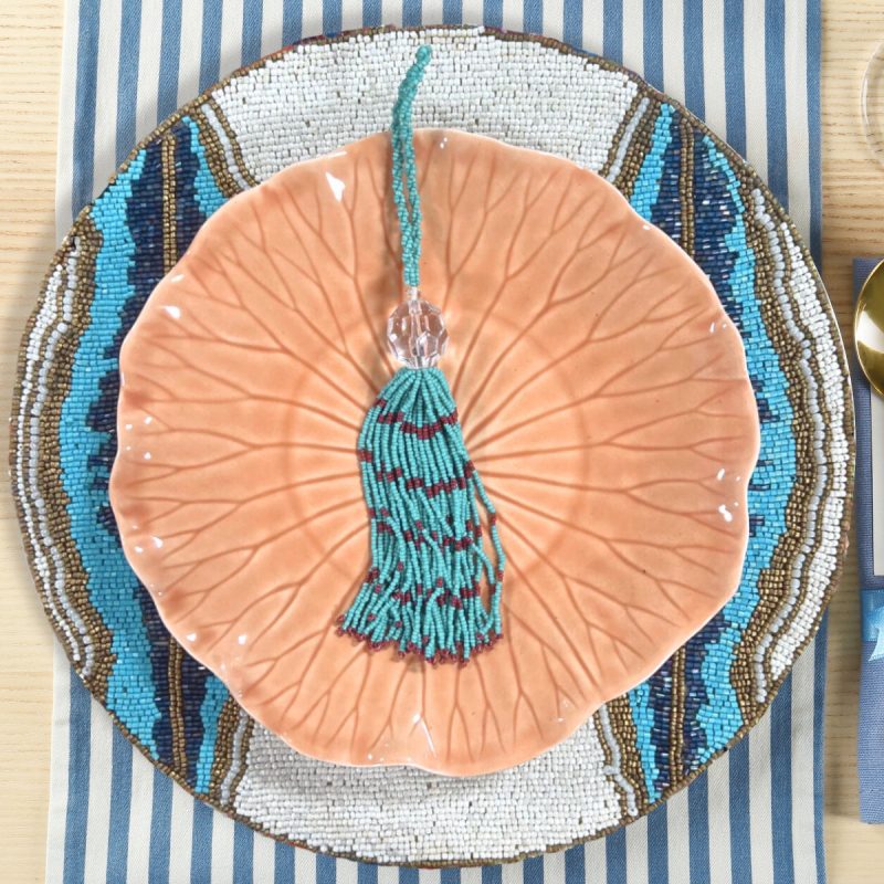 Blue Beaded Placemat Agate