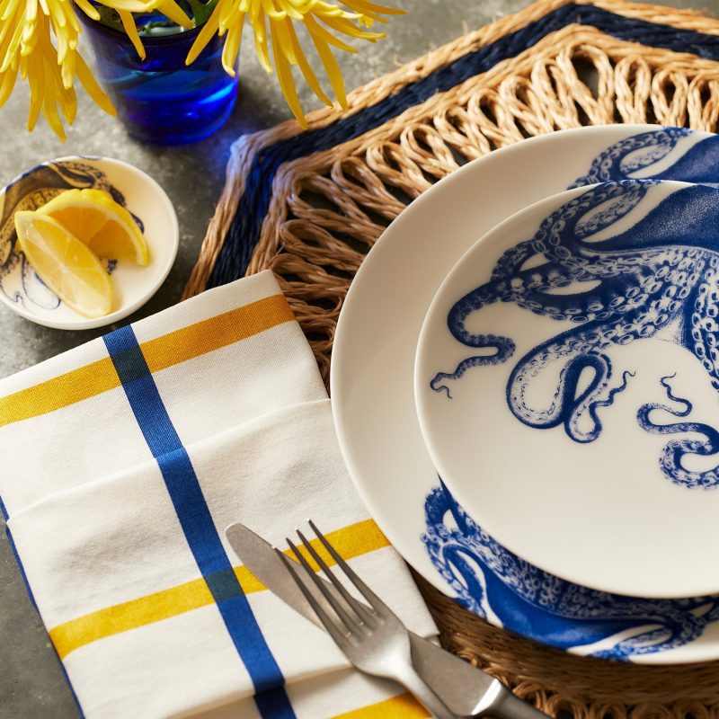 BlueandYellowPlaidNapkinLucyDinnerSaladSquare