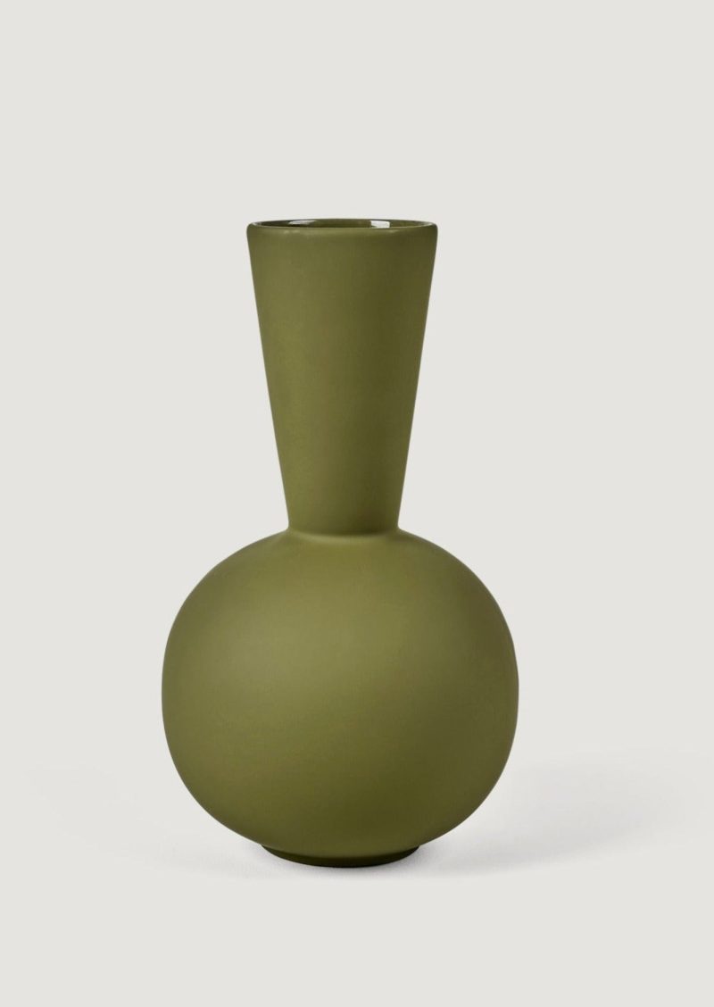 COS 263 2829 OV Ceramic Trumpet Vase Olive Green