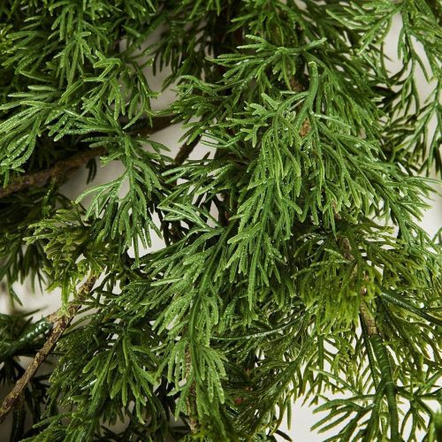 Closeup View of Artificial Winter Cedar Greenery Garland