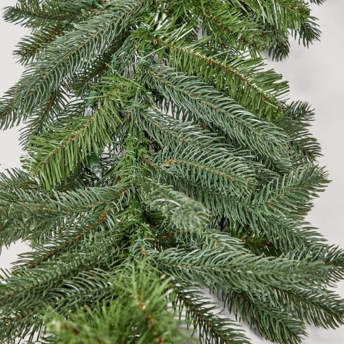 Closeup of Faux LED Spruce Holiday Greens Garland