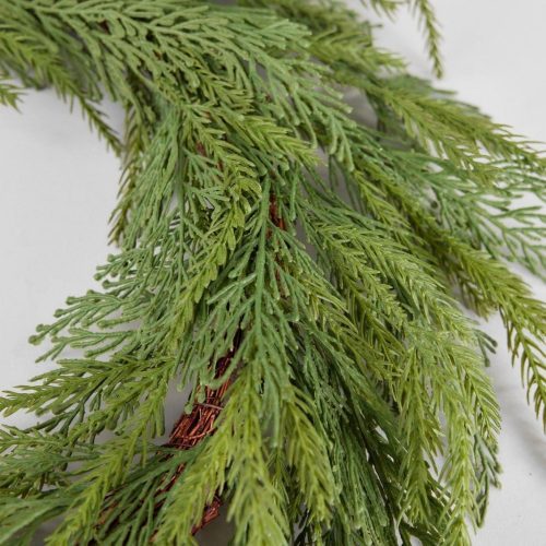 Faux UV Treated Cedar Christmas Outdoor Wreath in Closeup View