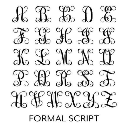 Formal Script Alphabet in Black