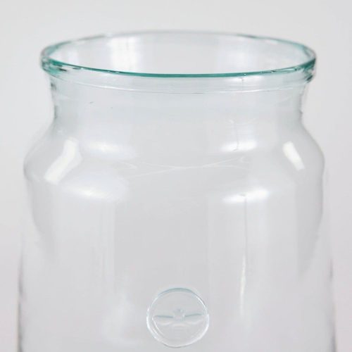 Large French Mason Jar Vase in Glass