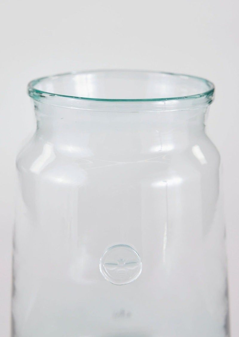 Large French Mason Jar Vase in Glass