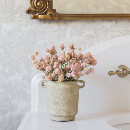 Pink Dried Flowers in Farmhouse Vase