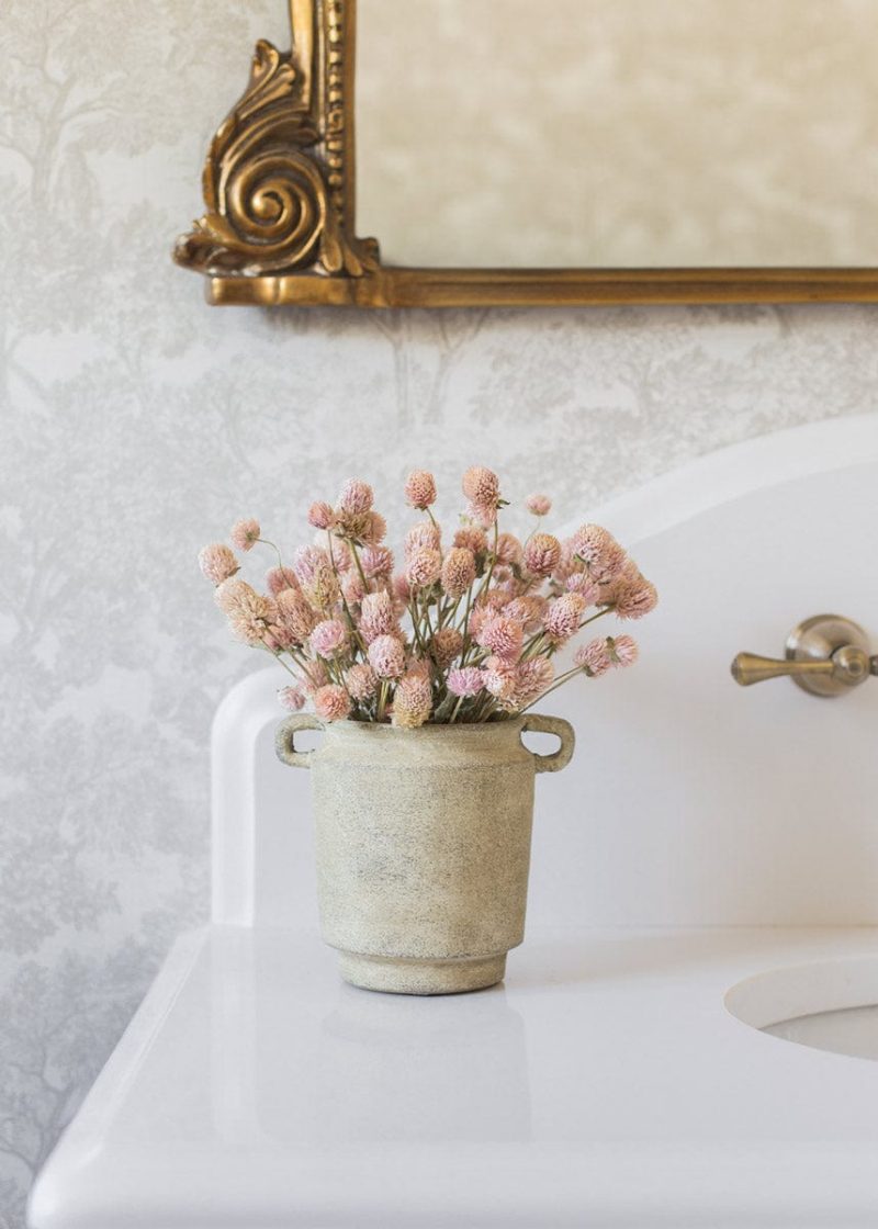 Pink Dried Flowers in Farmhouse Vase