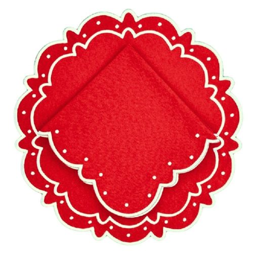 Red Ava placemat and napkin