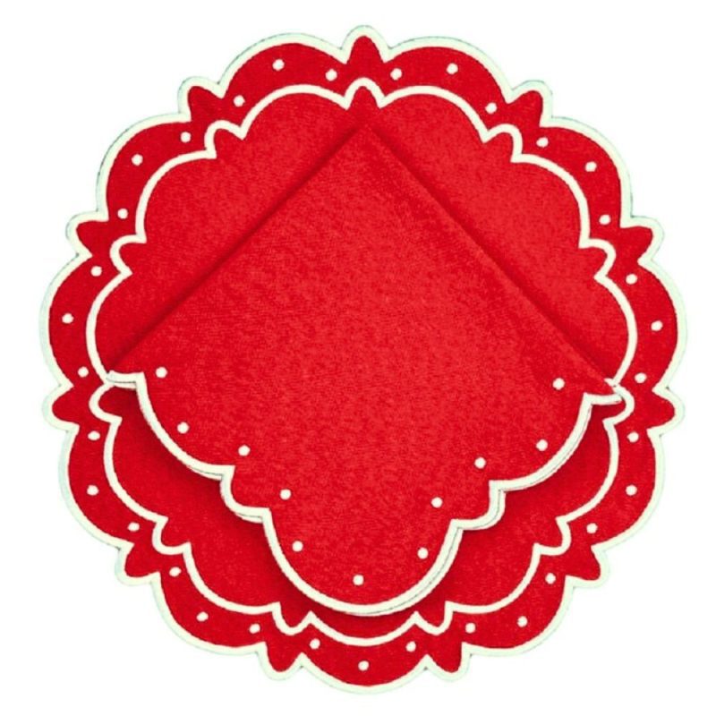 Red Ava placemat and napkin