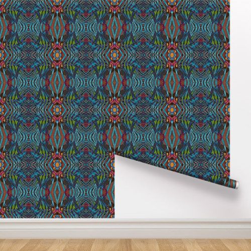 Rolldown Wallpaper double African Paint Turquoise 600x600 V1