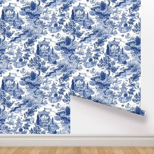 Rolldown Wallpaper double Summer House Navy 600x600 V1