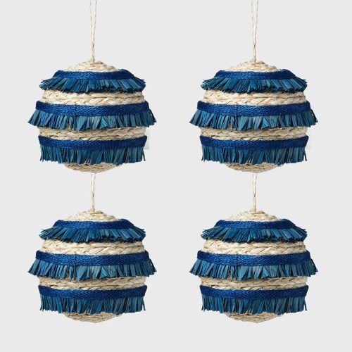 RuffleStrawBalls Setof4 Blue