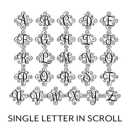 Single Letter in Scroll Alphabet Black 1