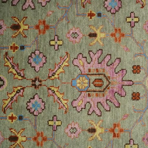 antique 5x8 6x9 8x10 9x12 10x14 and 12x15 hand knotted antique green pink beige and rust traditional persian vintage oushak wool rug trdcp659 763207